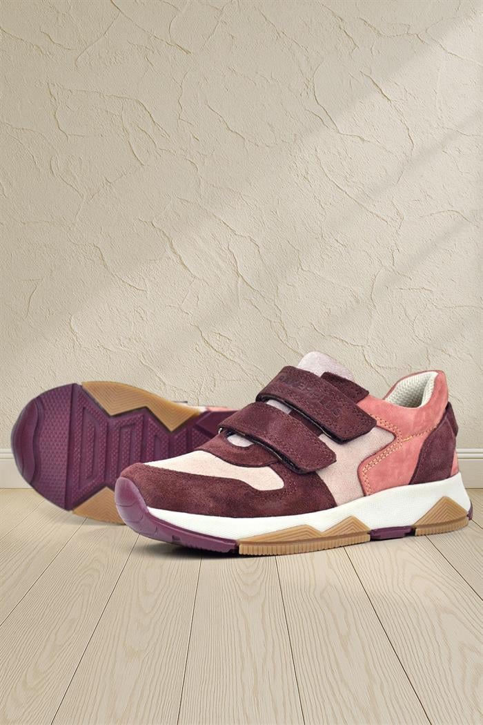 Rakerplus Hakiki Deri Pudra Bordo Çocuk Sneakers Spor Ayakkabı