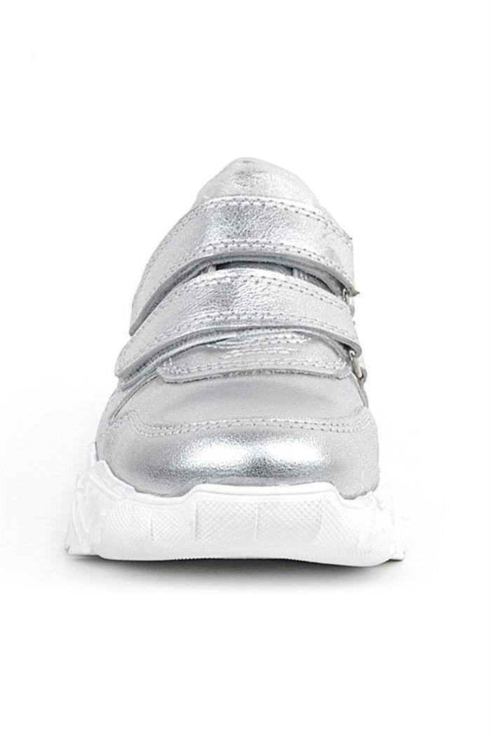 Rakerplus Hakiki Deri Gümüş Beyaz Tabanlı Kız Çocuk Sneakers Ayakkabı