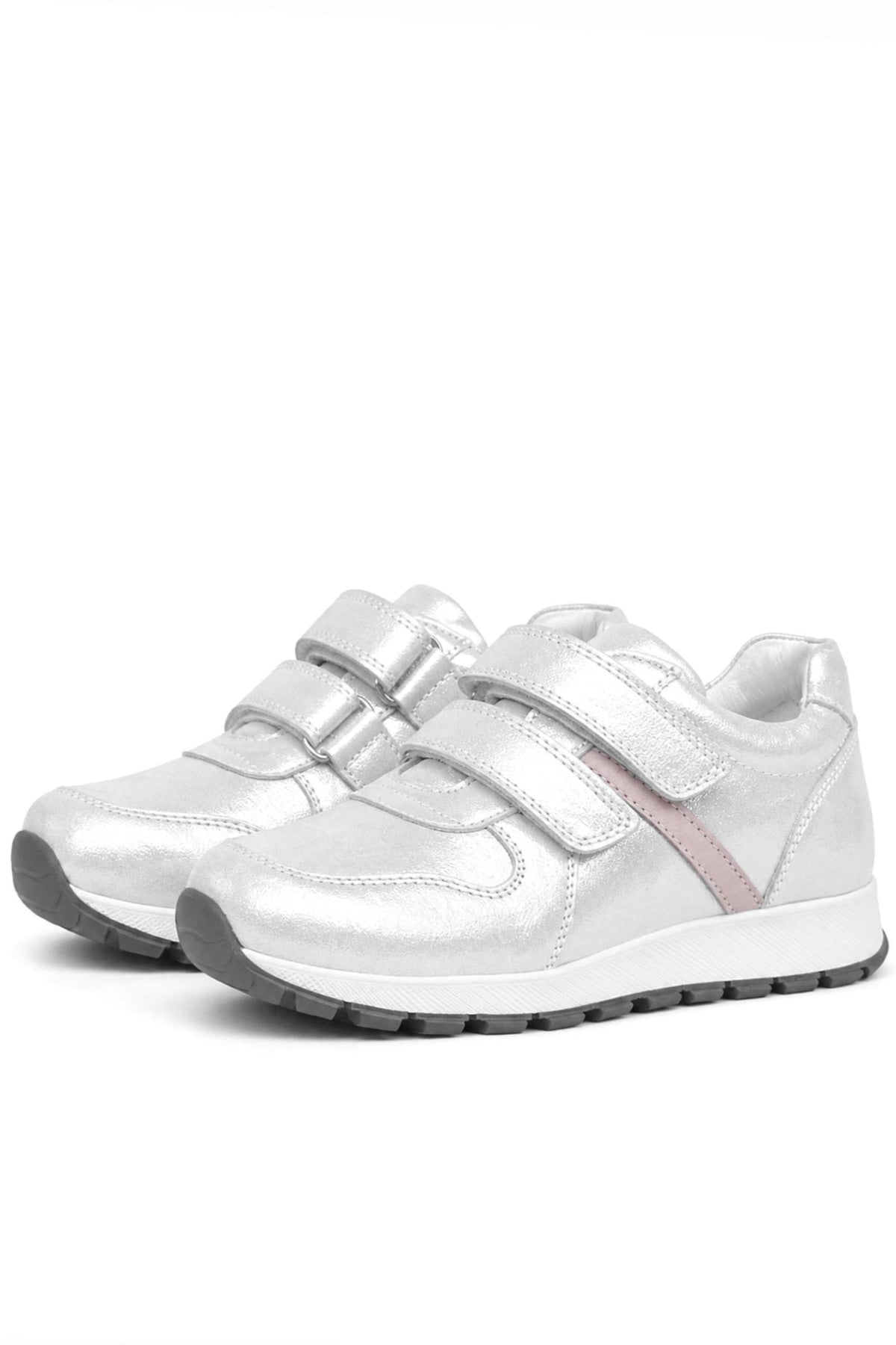 Rakerplus Hakiki Deri Gümüş Cırtlı Kız Çocuk Spor Ayakkabı