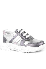 Rakerplus Hakiki Deri Platin Pembe Kalın Taban Kız Çocuk Sneakers Ayakkabı