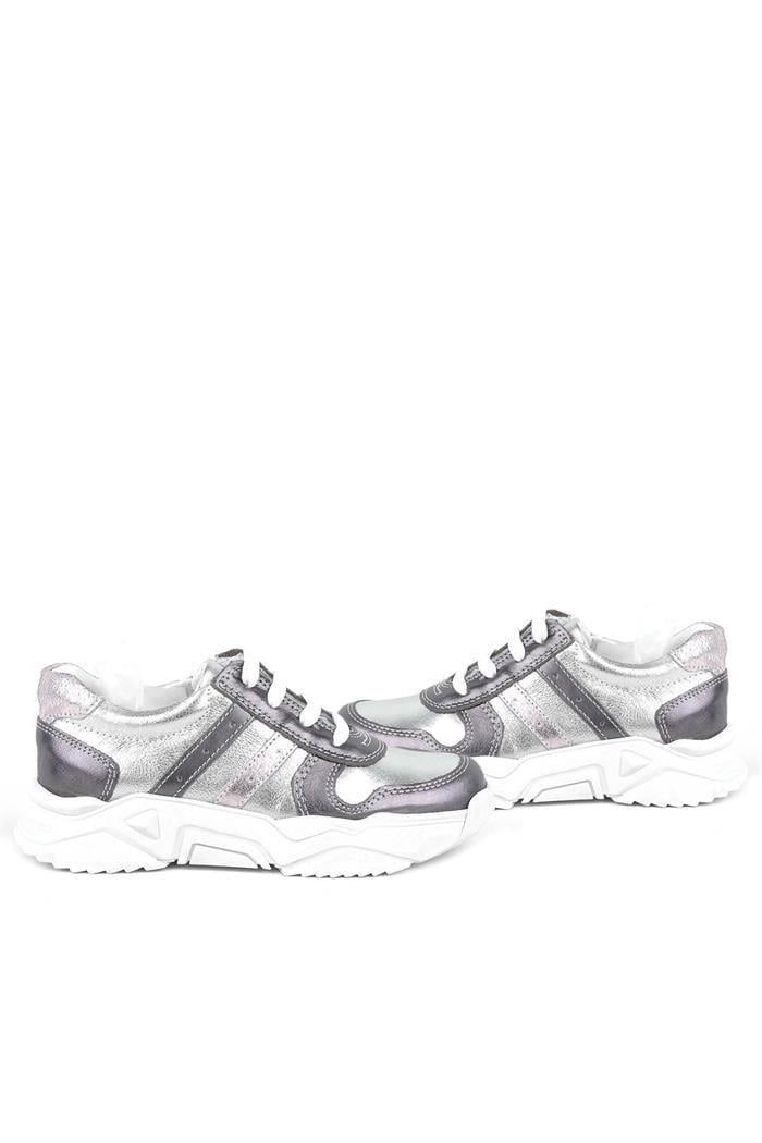 Rakerplus Hakiki Deri Platin Pembe Kalın Taban Kız Çocuk Sneakers Ayakkabı