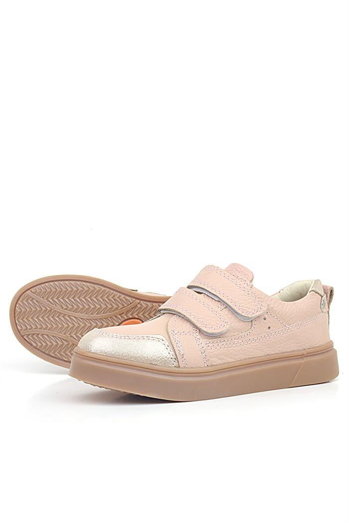 Rakerplus Pudra Simli Hakiki Deri Cırtlı Kız Çocuk Sneaker Ayakkabı