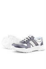 Rakerplus Hakiki Deri Platin Pembe Parlak Taşlı Kız Çocuk Sneakers Ayakkabı