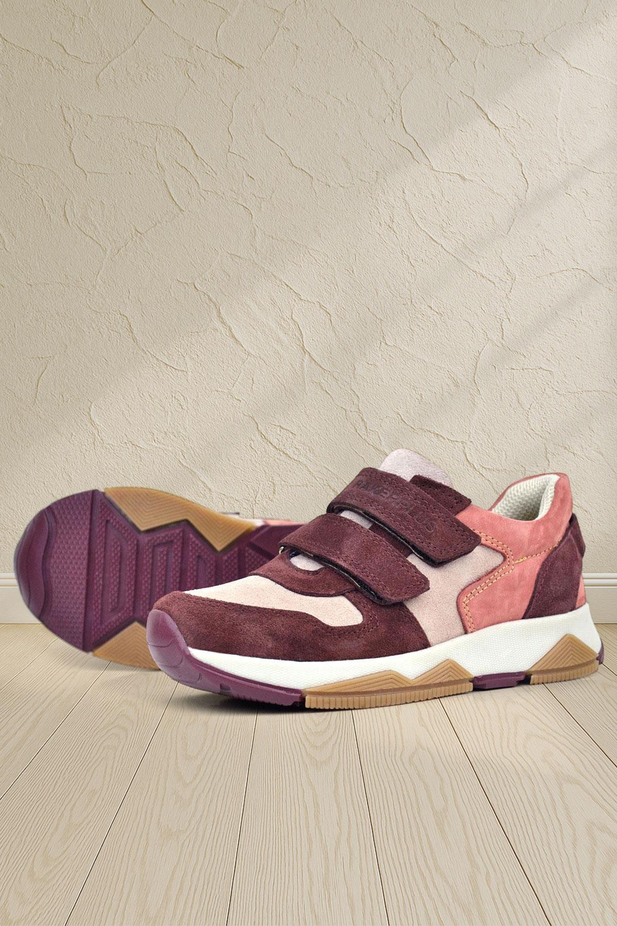 Rakerplus Hakiki Deri Pudra Bordo Çocuk Sneakers Spor Ayakkabı