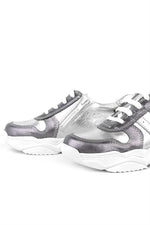 Rakerplus Hakiki Deri Platin Pembe Kalın Taban Kız Çocuk Sneakers Ayakkabı