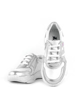 Rakerplus Hakiki Deri Gümüş Pembe Kalın Tabanlı Kız Çocuk Sneakers Ayakkabı