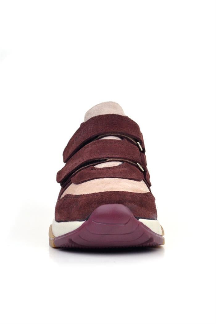 Rakerplus Hakiki Deri Pudra Bordo Çocuk Sneakers Spor Ayakkabı