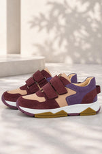 Rakerplus Hakiki Deri Bordo Pembe Kız Çocuk Cırtlı Sneakers Spor Ayakkabı
