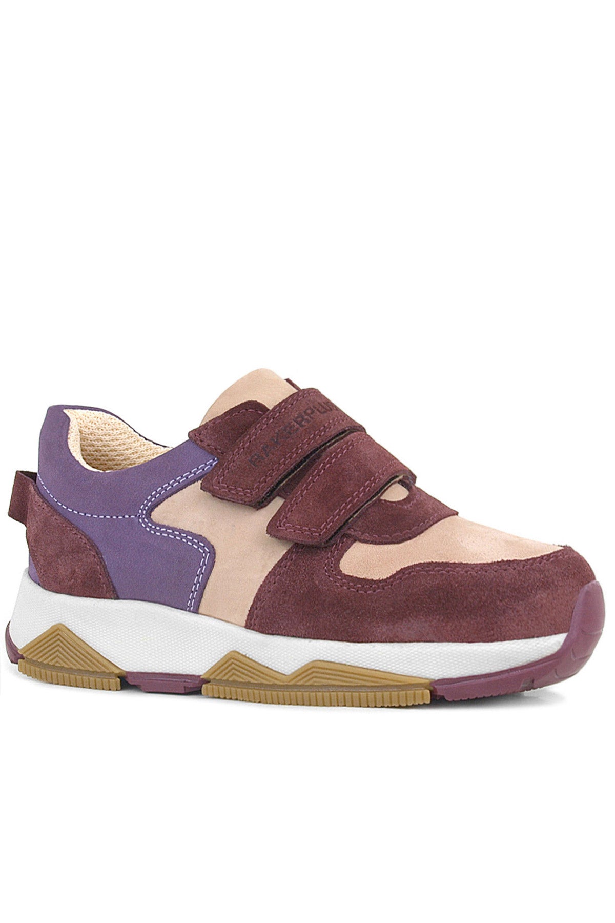 Rakerplus Hakiki Deri Bordo Pembe Kız Çocuk Cırtlı Sneakers Spor Ayakkabı