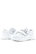 Rakerplus Hakiki Deri Beyaz Taşlı Kız Çocuk Sneakers Ayakkabı