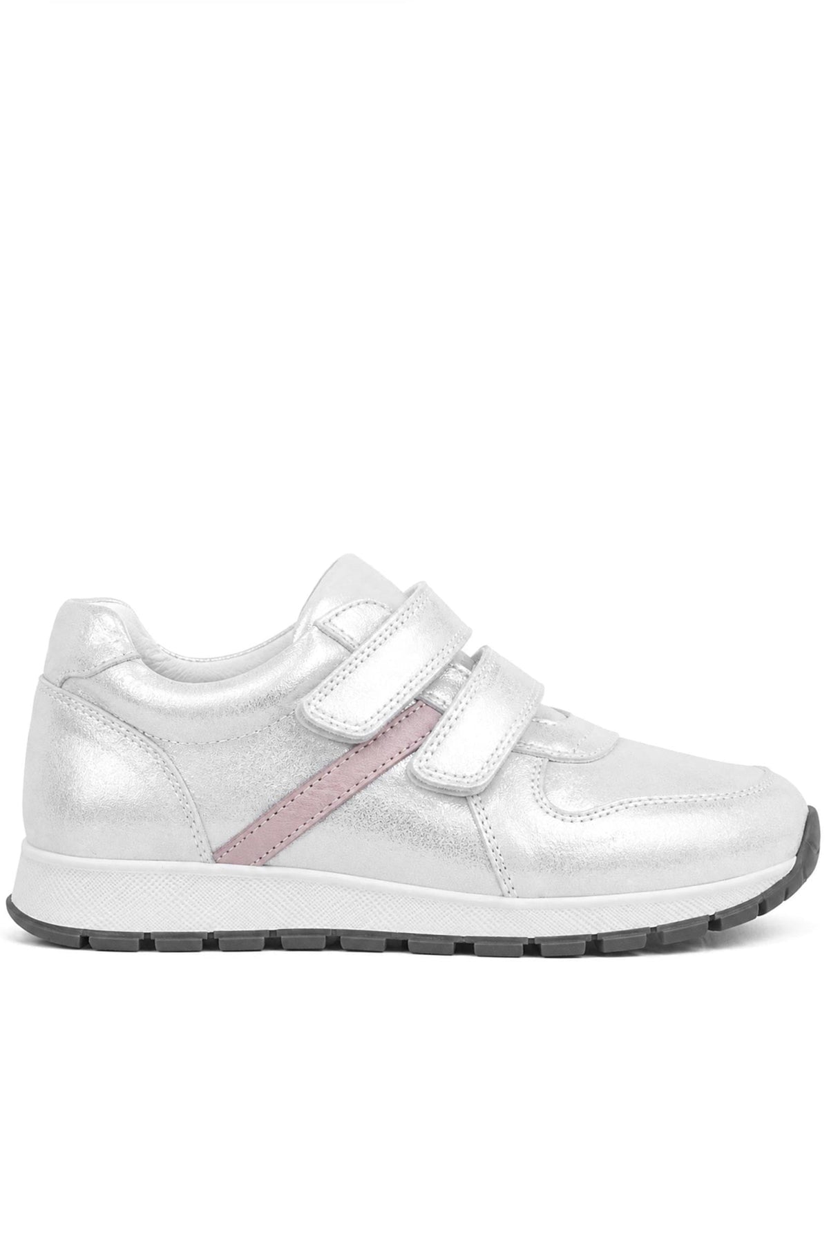 Rakerplus Hakiki Deri Gümüş Cırtlı Kız Çocuk Spor Ayakkabı
