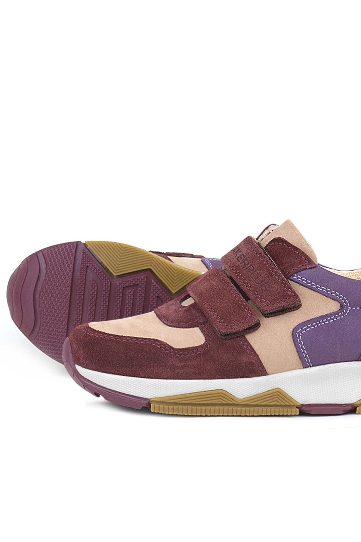 Rakerplus Hakiki Deri Bordo Pembe Kız Çocuk Cırtlı Sneakers Spor Ayakkabı