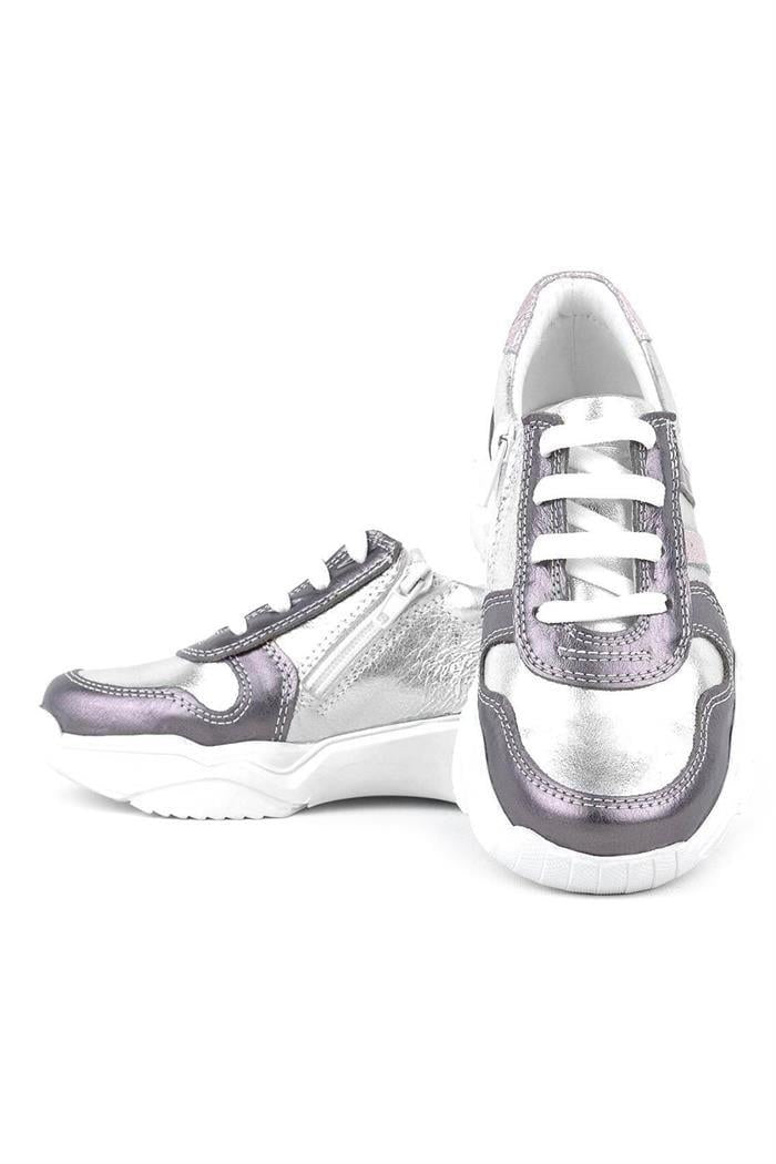 Rakerplus Hakiki Deri Platin Pembe Kalın Taban Kız Çocuk Sneakers Ayakkabı