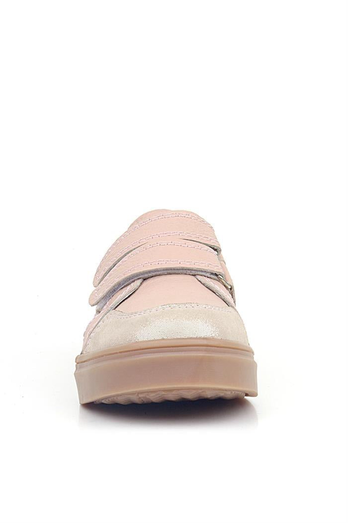 Rakerplus Pudra Simli Hakiki Deri Cırtlı Kız Çocuk Sneaker Ayakkabı