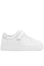 Rakerplus Hakiki Deri Beyaz Cırtlı Bağcıklı Kız Çocuk Sneakers