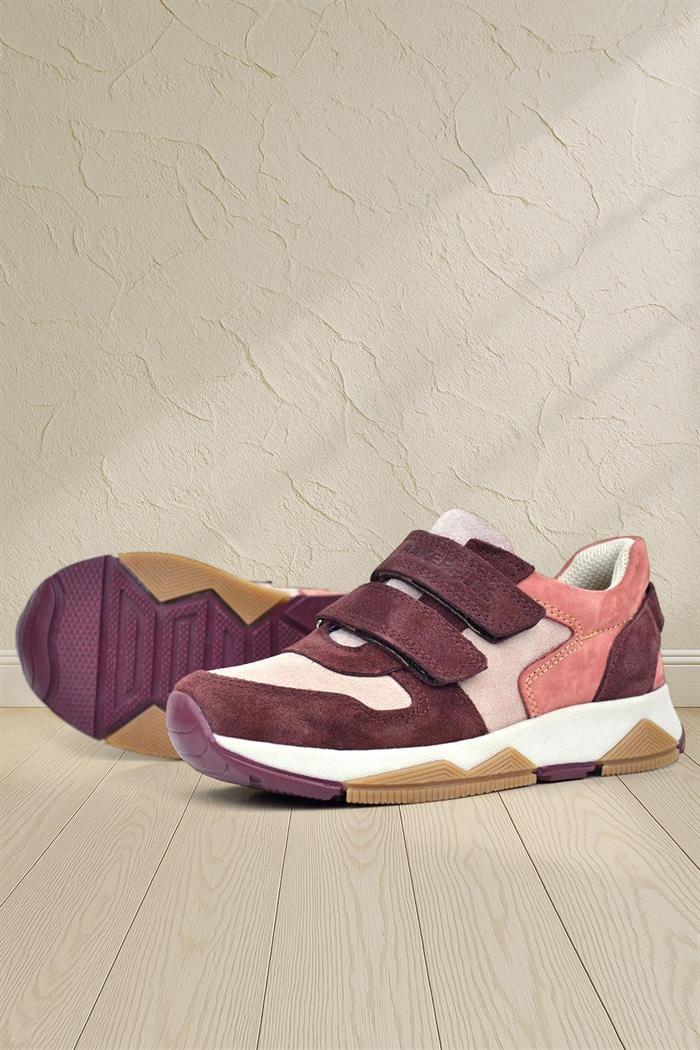 Rakerplus Hakiki Deri Pudra Bordo Çocuk Sneakers Spor Ayakkabı
