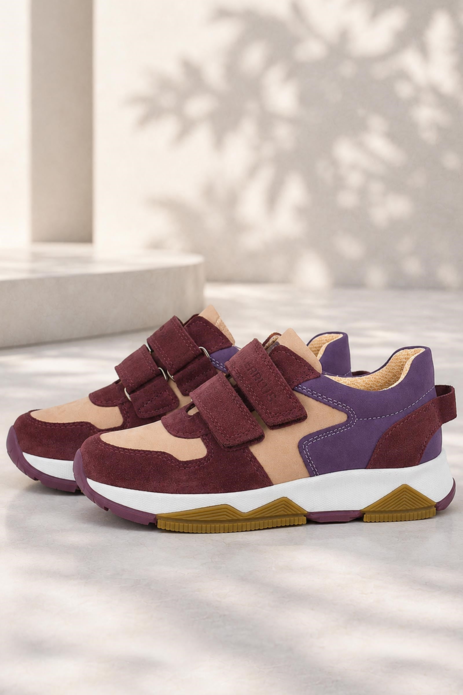Rakerplus Hakiki Deri Bordo Pembe Kız Çocuk Cırtlı Sneakers Spor Ayakkabı