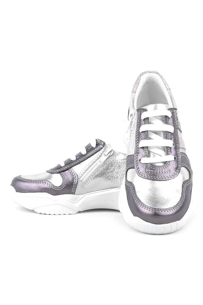Rakerplus Hakiki Deri Platin Pembe Kalın Taban Kız Çocuk Sneakers Ayakkabı