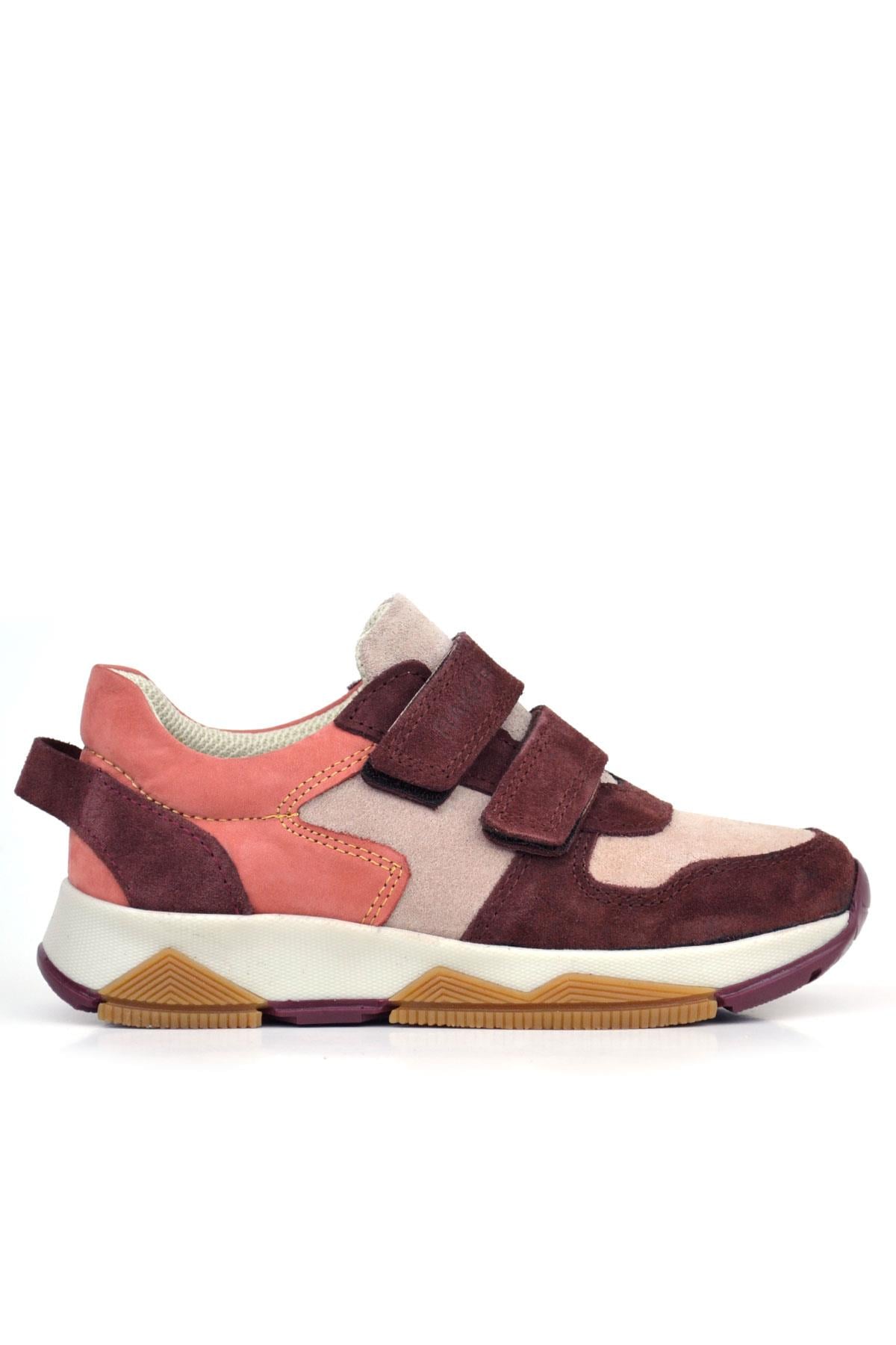 Rakerplus Hakiki Deri Pudra Bordo Çocuk Sneakers Spor Ayakkabı