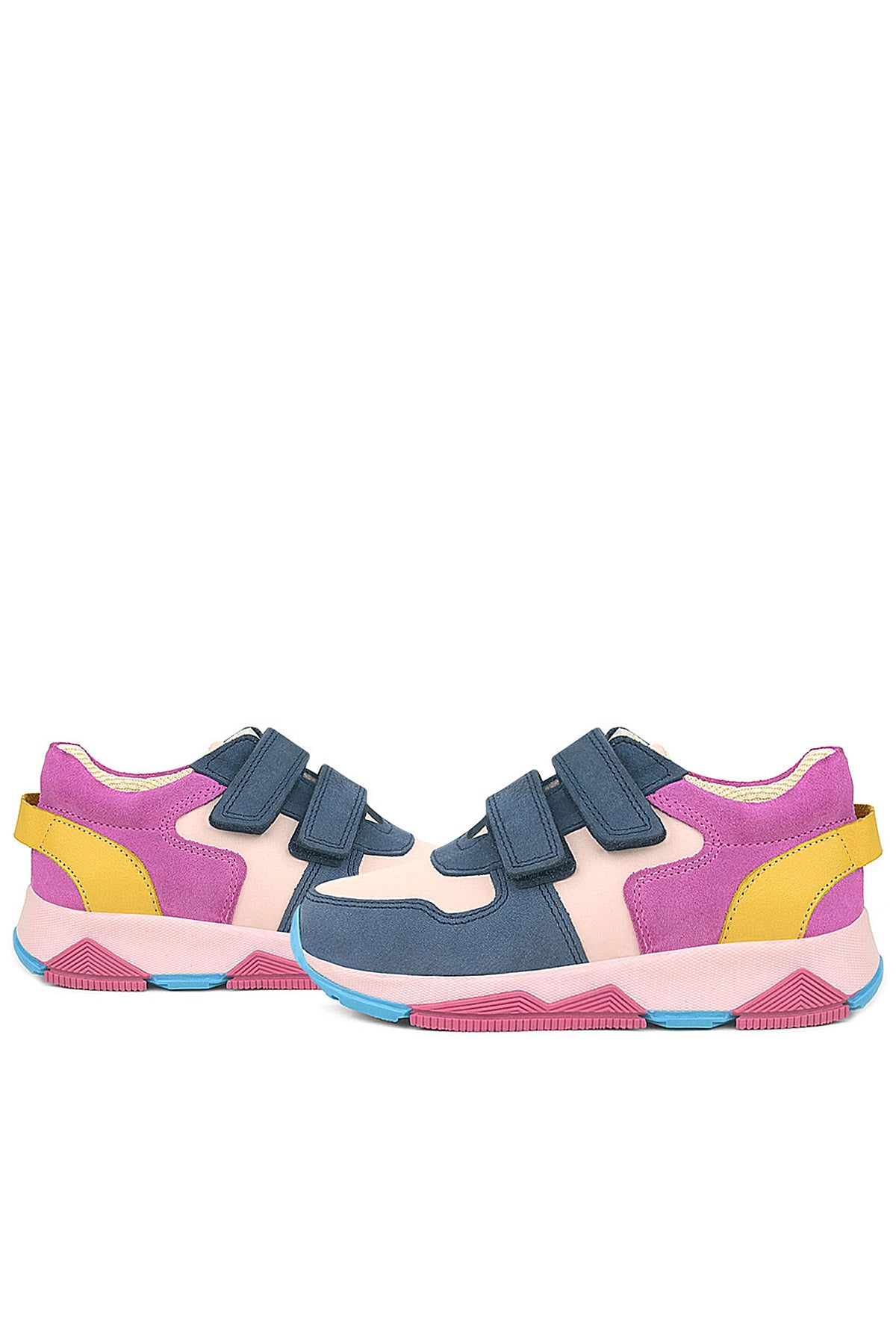 Rakerplus Hakiki Deri Lacivert Pembe Çocuk Sneakers Spor Ayakkabı
