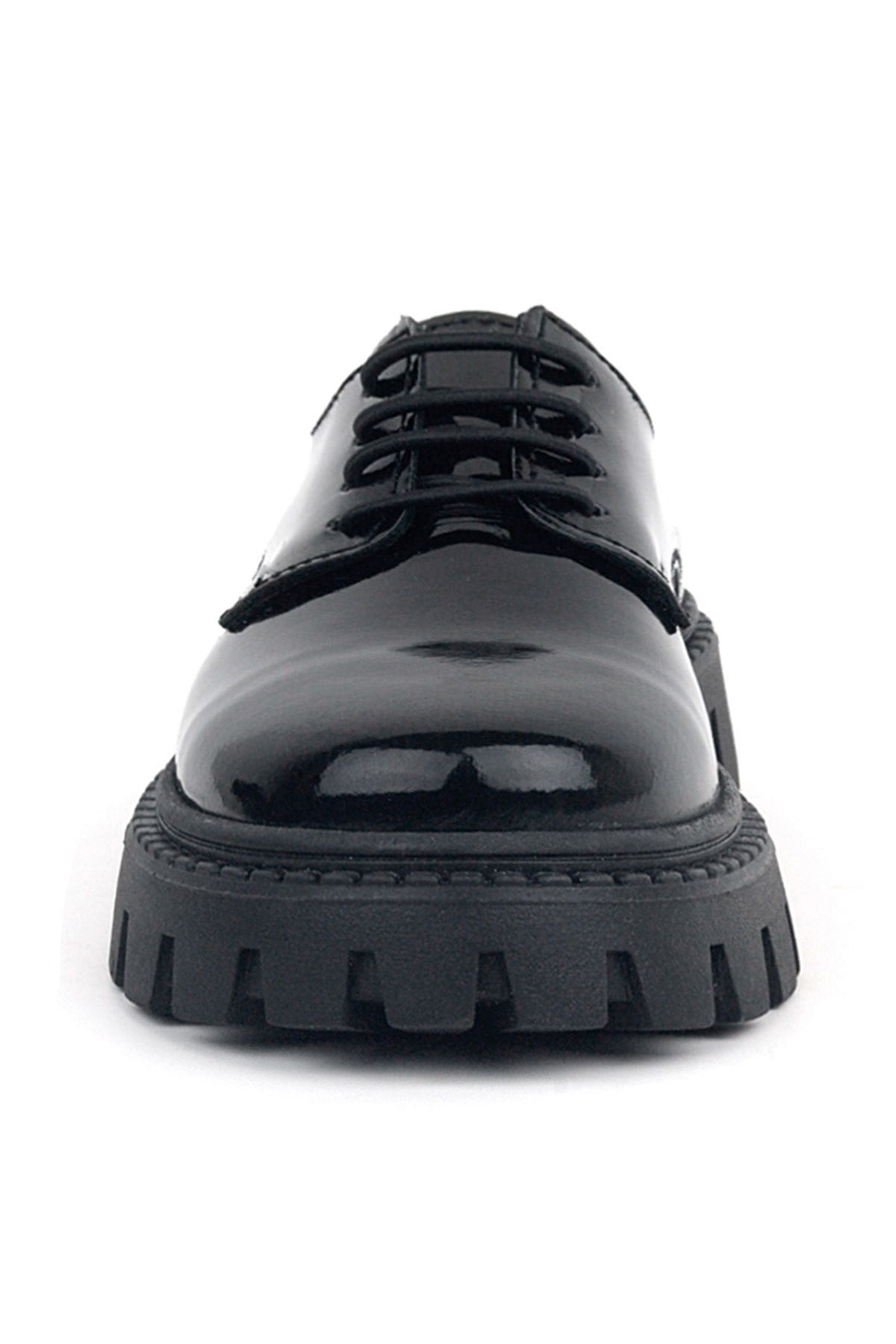 Rakerplus Siyah Rugan Bağcıklı Kız Çocuk Oxford Okul Ayakkabı