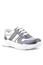 Rakerplus Hakiki Deri Platin Pembe Parlak Taşlı Kız Çocuk Sneakers Ayakkabı