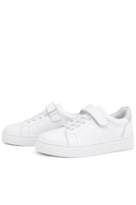 Rakerplus Hakiki Deri Beyaz Cırtlı Bağcıklı Kız Çocuk Sneakers