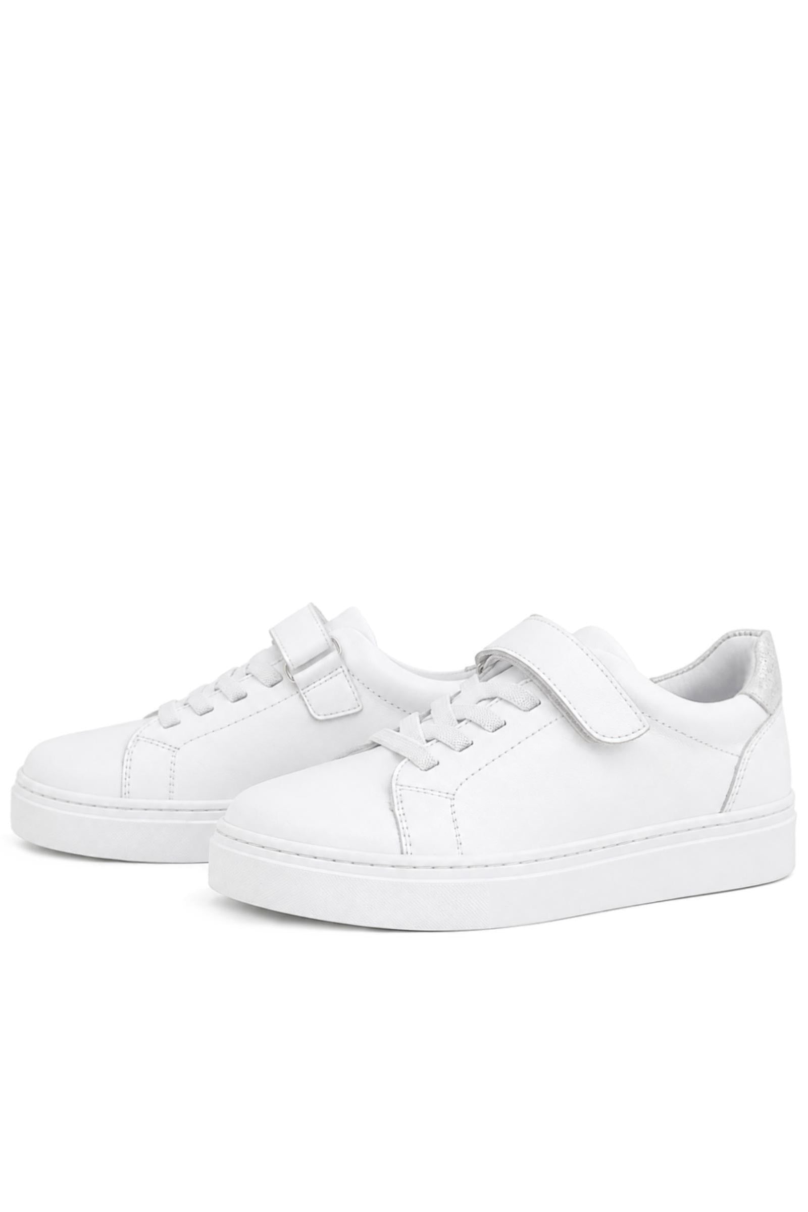 Rakerplus Hakiki Deri Beyaz Cırtlı Bağcıklı Kız Çocuk Sneakers