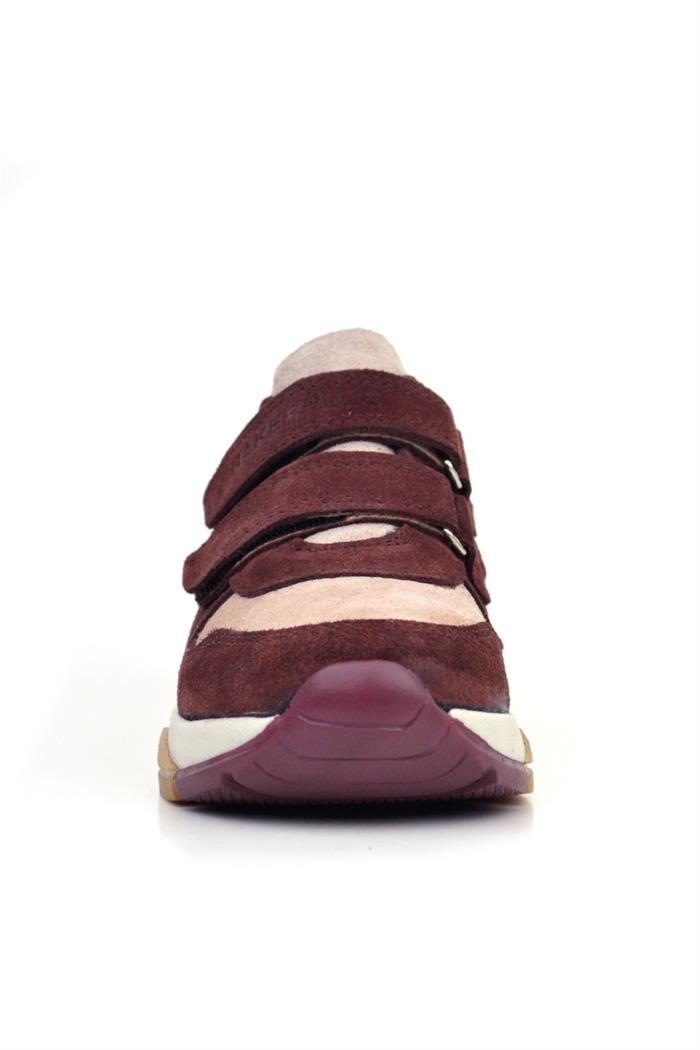 Rakerplus Hakiki Deri Pudra Bordo Çocuk Sneakers Spor Ayakkabı