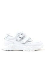 Rakerplus Hakiki Deri Beyaz Taşlı Kız Çocuk Sneakers Ayakkabı