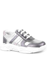 Rakerplus Hakiki Deri Platin Pembe Kalın Taban Kız Çocuk Sneakers Ayakkabı