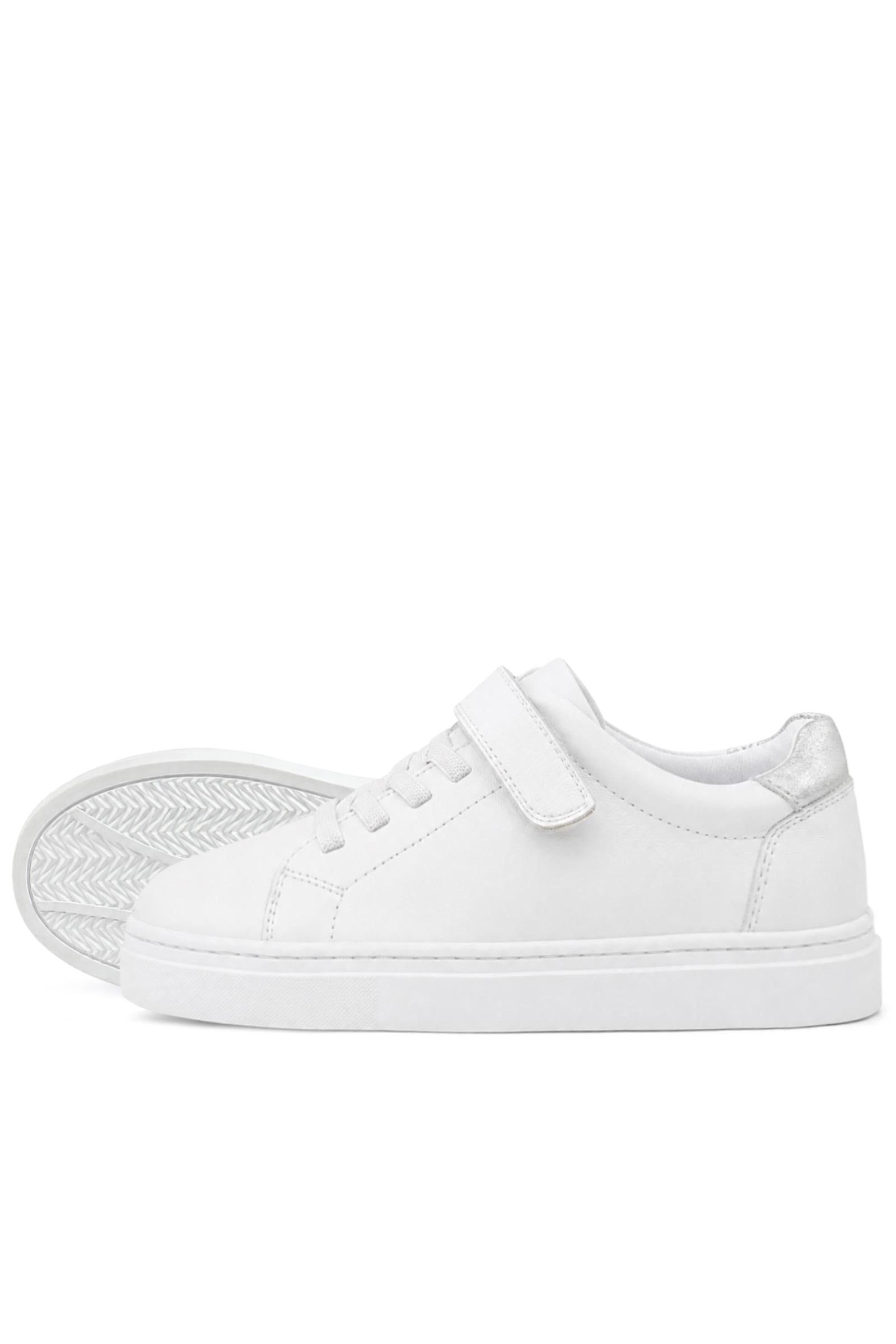 Rakerplus Hakiki Deri Beyaz Cırtlı Bağcıklı Kız Çocuk Sneakers