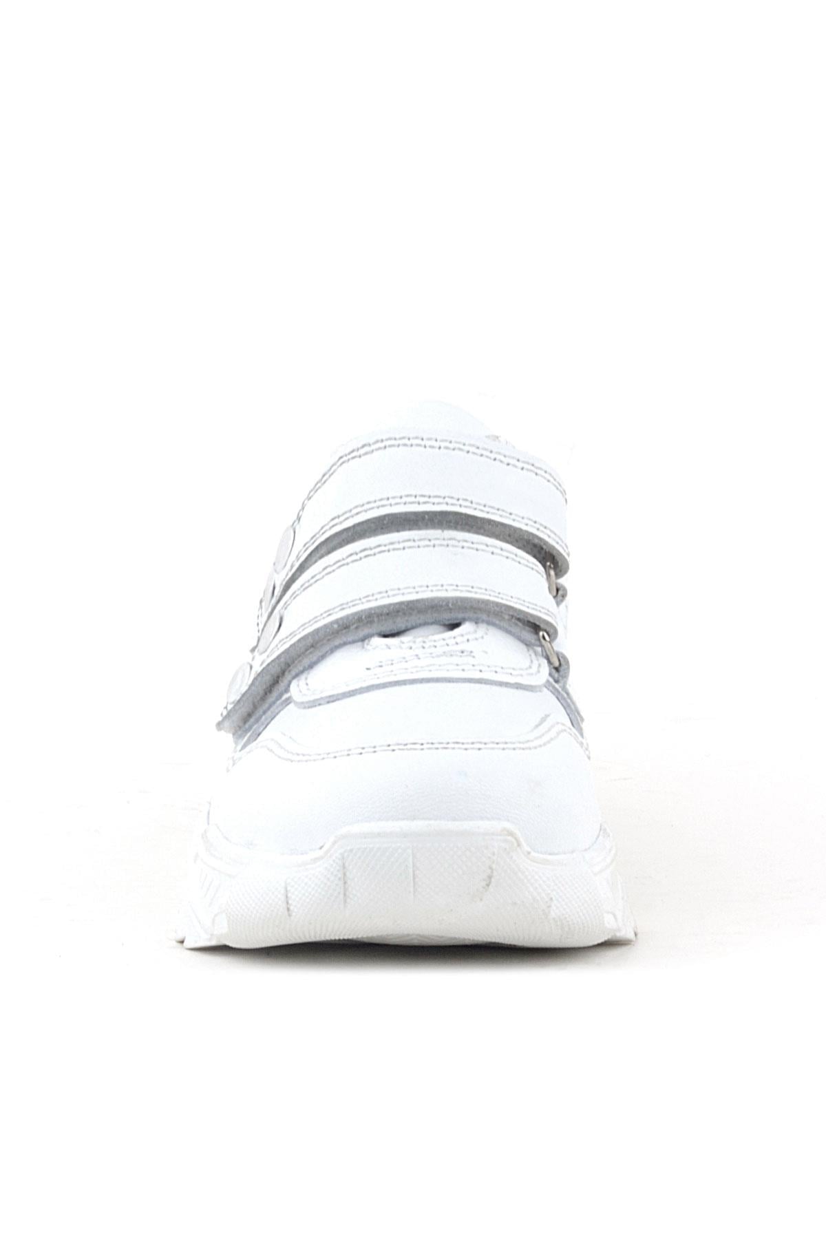 Rakerplus Hakiki Deri Beyaz Metal Detaylı Kız Çocuk Sneakers Ayakkabı