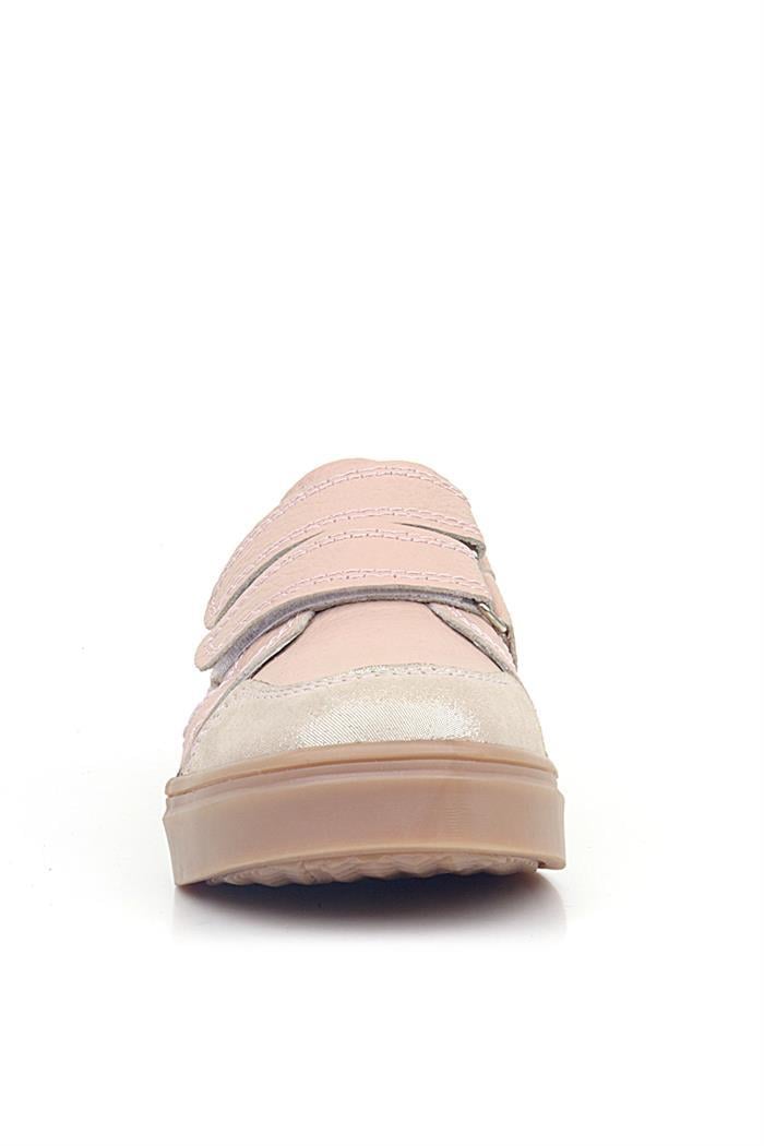 Rakerplus Pudra Simli Hakiki Deri Cırtlı Kız Çocuk Sneaker Ayakkabı