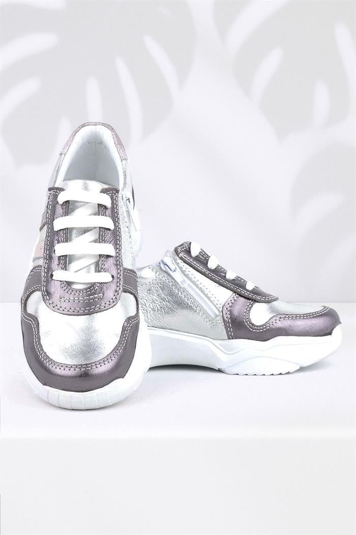 Rakerplus Hakiki Deri Platin Pembe Kalın Taban Kız Çocuk Sneakers Ayakkabı