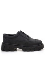 Rakerplus Siyah Mat Bağcıklı Oxford Kız Çocuk Günlük Ayakkabı