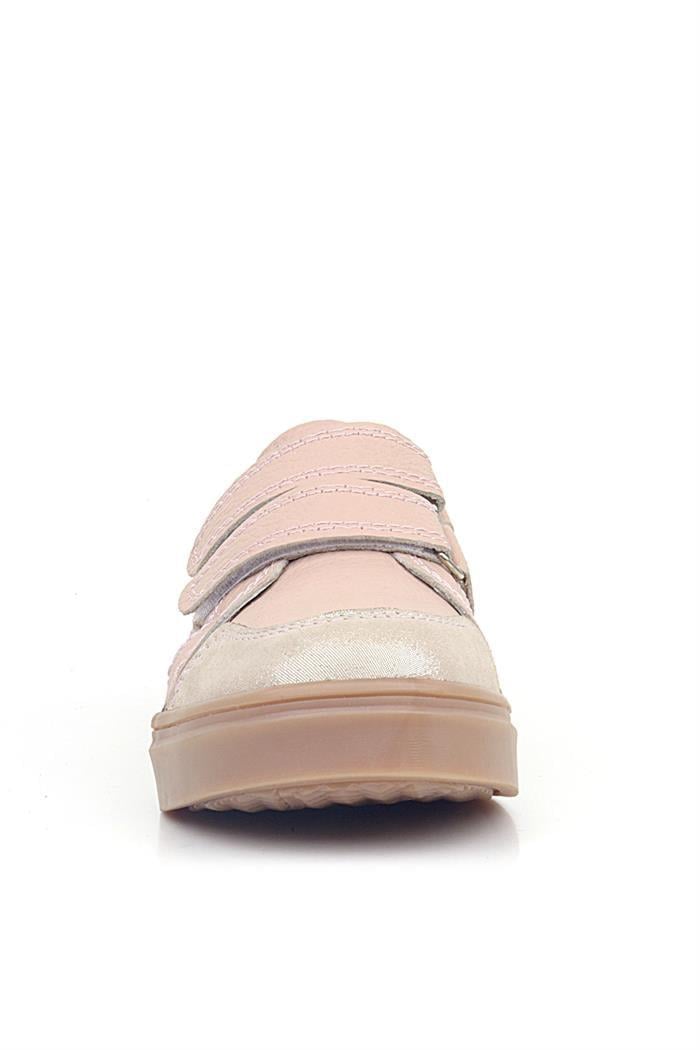Rakerplus Pudra Simli Hakiki Deri Cırtlı Kız Çocuk Sneaker Ayakkabı