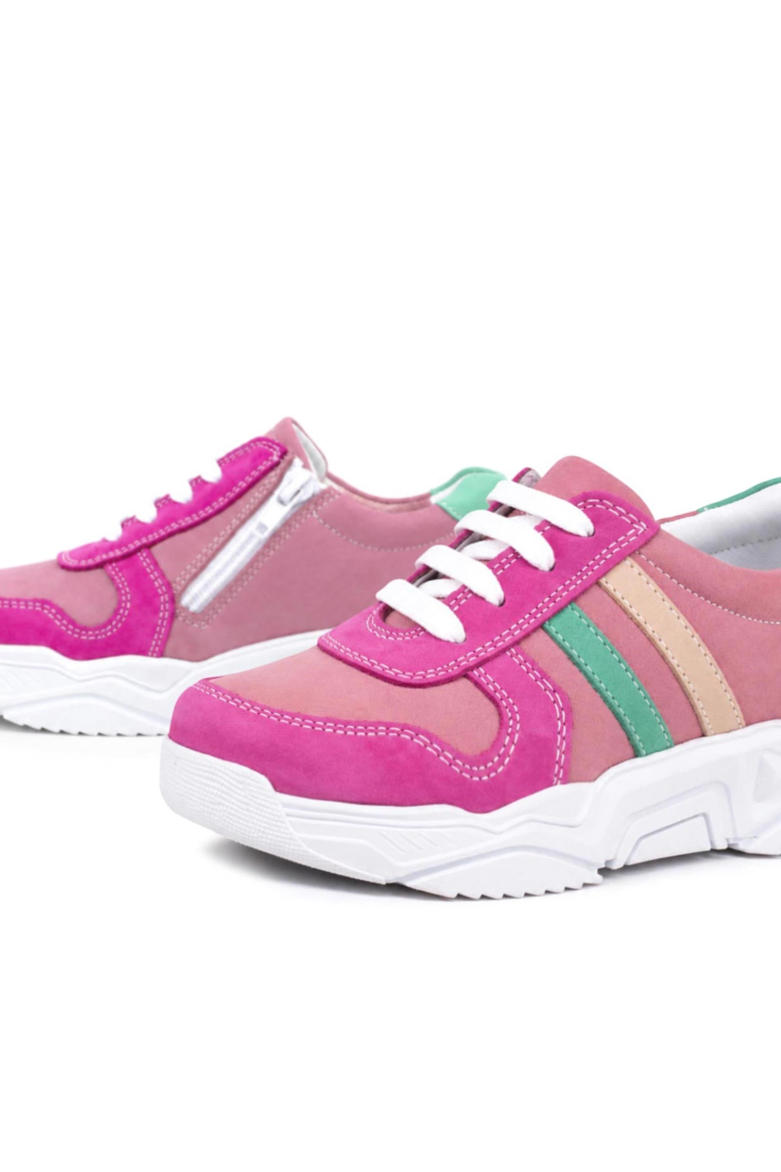 Rakerplus Hakiki Deri Fuşya Pembe Kız Çocuk Sneakers Ayakkabı