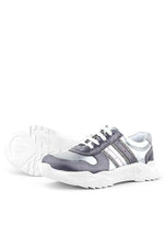 Rakerplus Hakiki Deri Platin Pembe Parlak Taşlı Kız Çocuk Sneakers Ayakkabı