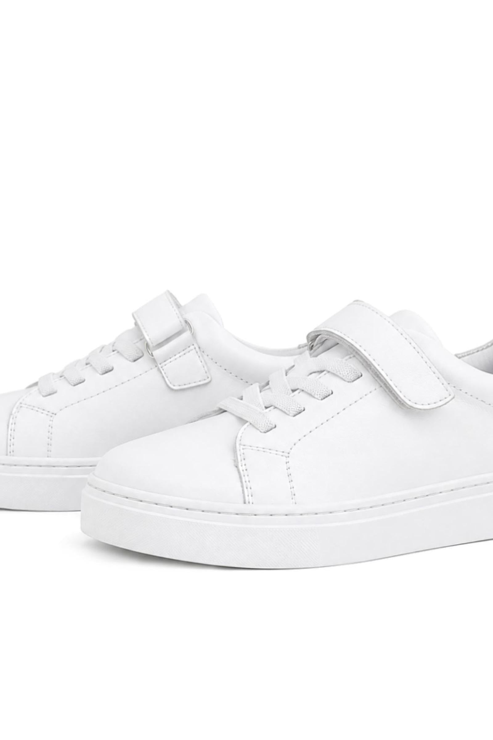 Rakerplus Hakiki Deri Beyaz Cırtlı Bağcıklı Kız Çocuk Sneakers
