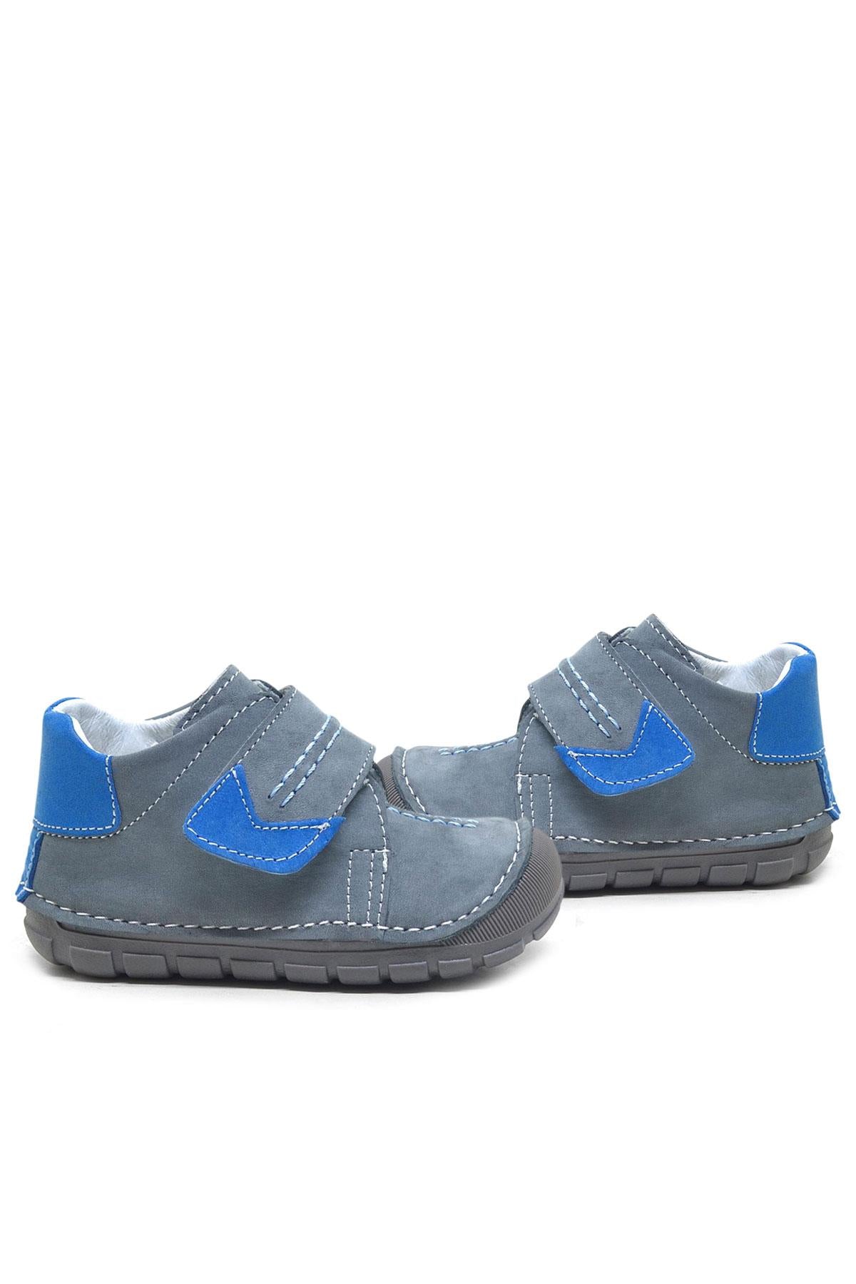 Rakerplus Popeye Hakiki Deri Gri Mavi İlk Adım Unisex Bebek Ayakkabısı
