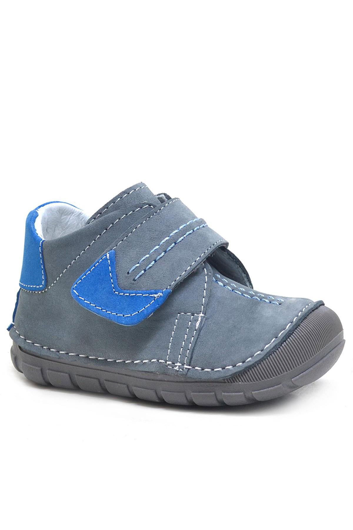 Rakerplus Popeye Hakiki Deri Gri Mavi İlk Adım Unisex Bebek Ayakkabısı
