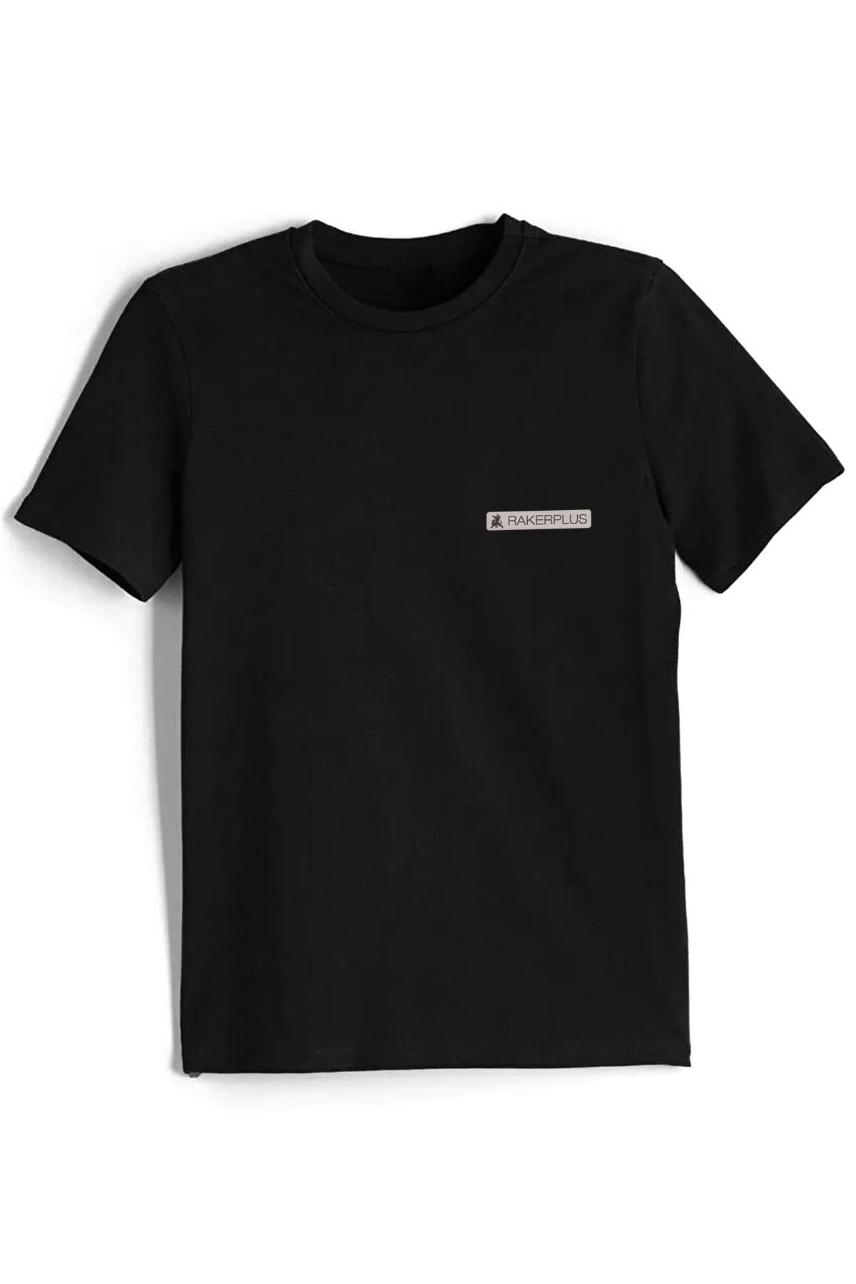 Rakerplus Siyah %100 Pamuk Unisex Kısa Kollu Çocuk Tişört