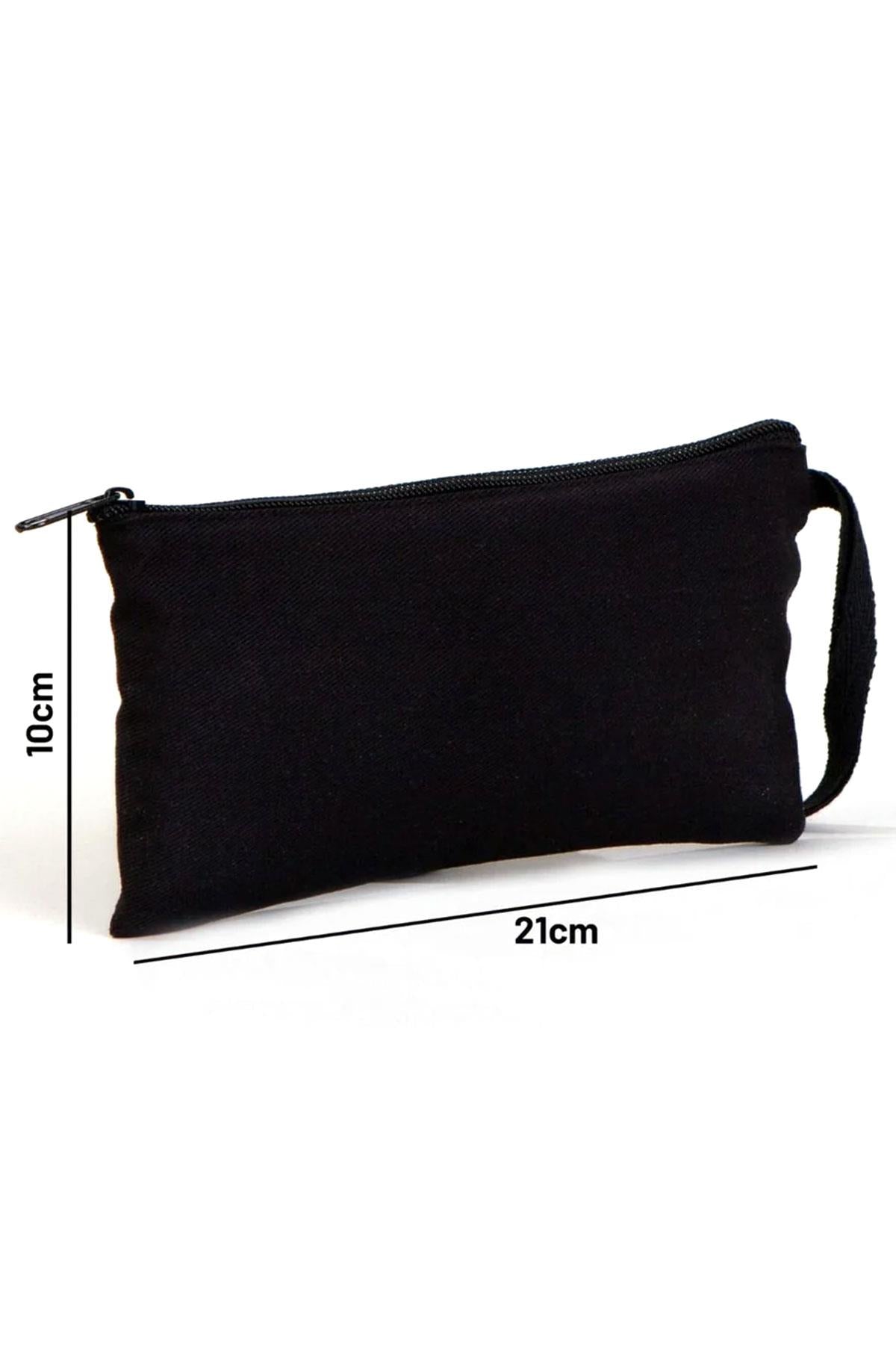 Rakerplus Siyah 21x10 cm Fermuarlı Gabardin Kumaş Kalemlik