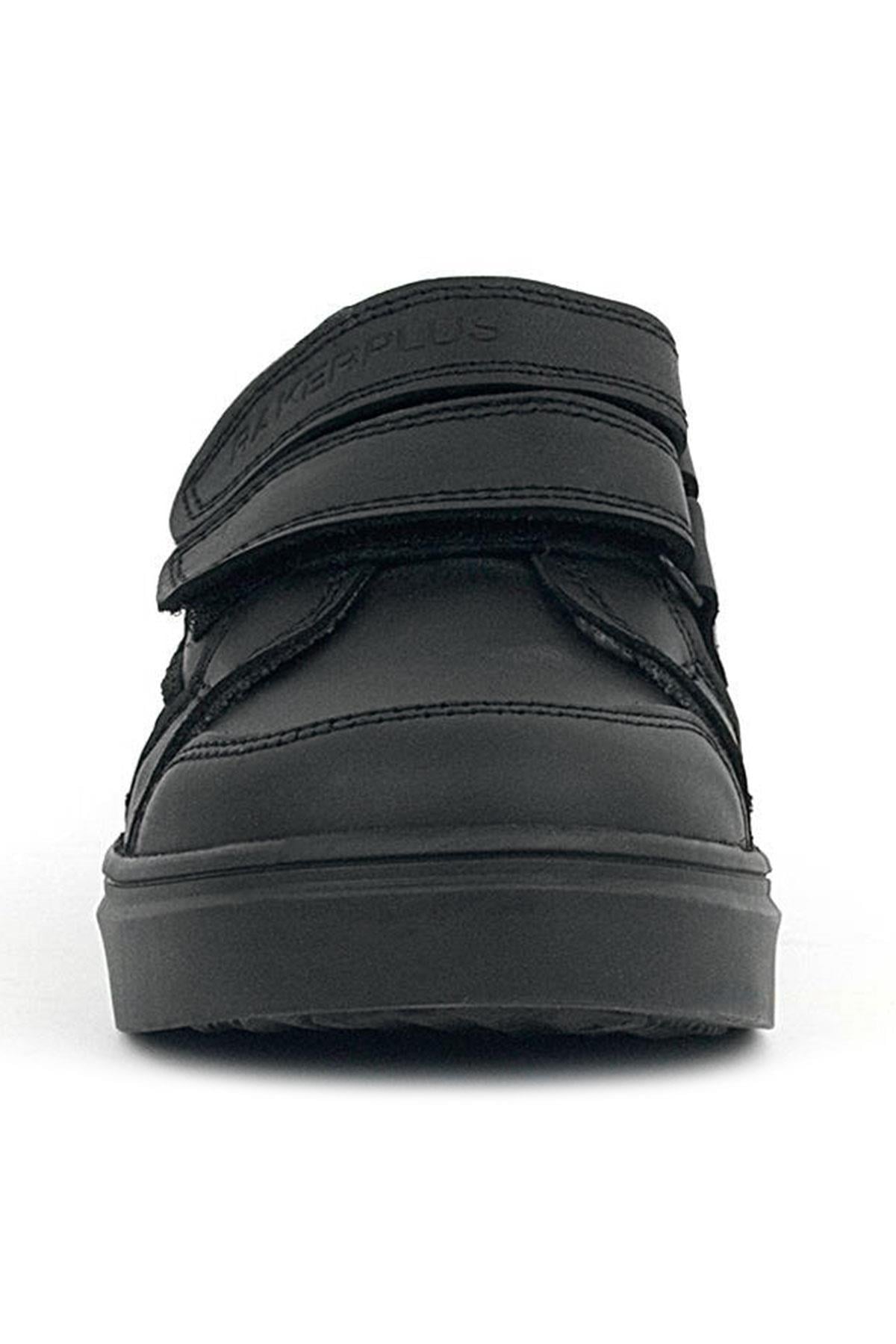 Rakerplus Siyah Hakiki Deri Cırtlı Erkek Çocuk Sneaker Ayakkabı