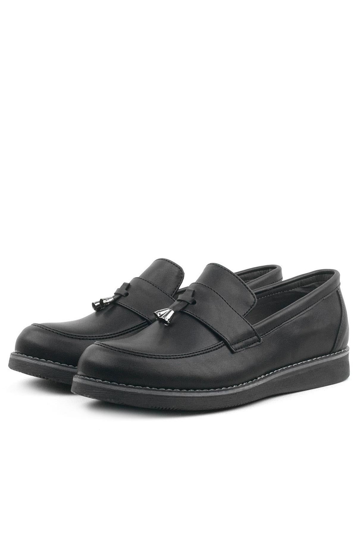 Rakerplus Siyah Mat Loafer Klasik Çocuk Ayakkabısı