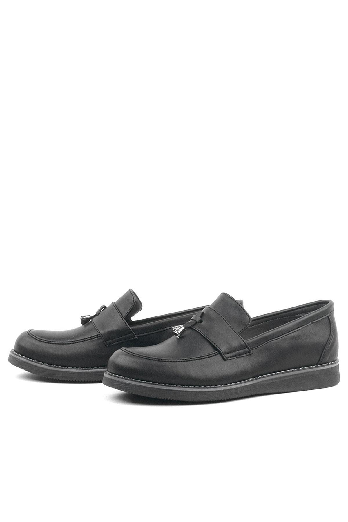 Rakerplus Siyah Mat Loafer Klasik Çocuk Ayakkabısı
