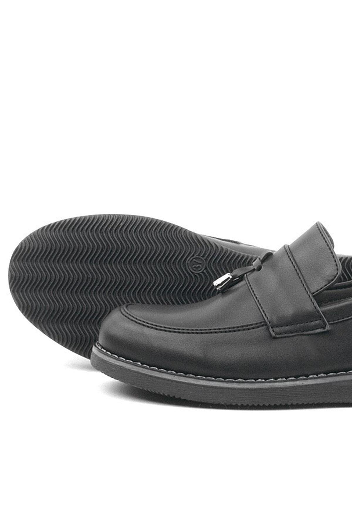 Rakerplus Siyah Mat Loafer Klasik Çocuk Ayakkabısı