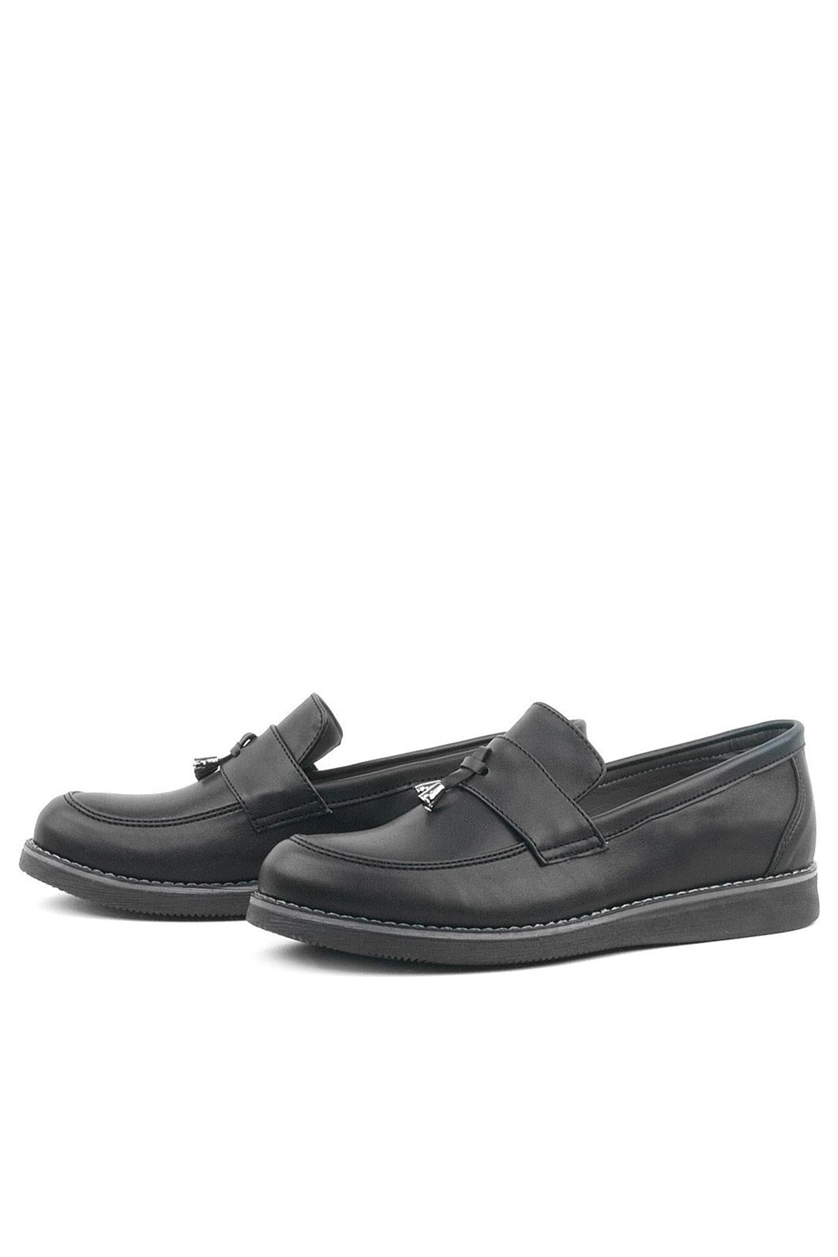 Rakerplus Siyah Mat Loafer Klasik Çocuk Ayakkabısı
