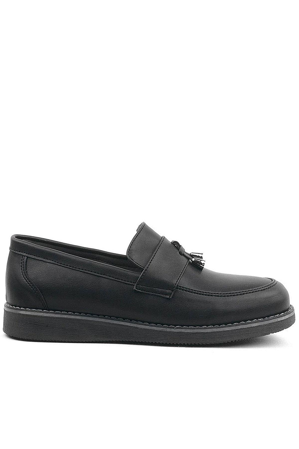 Rakerplus Siyah Mat Loafer Klasik Çocuk Ayakkabısı